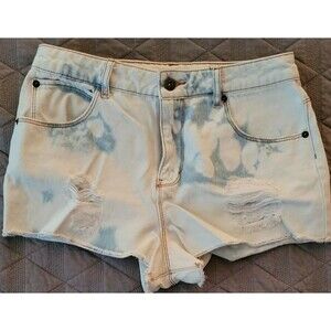 FOREVER 21 Jean Shorts Womens Size 27 Distressed High Rise Bleached Cut-Off